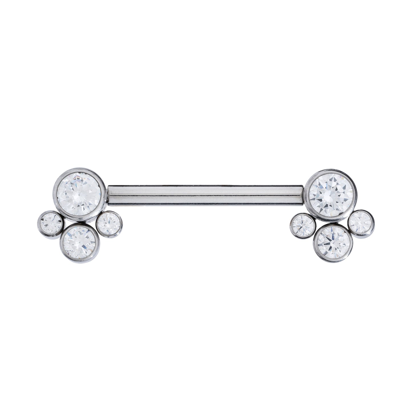 Titanium Internally Threaded Nipple Barbell With 4 CZ Stones