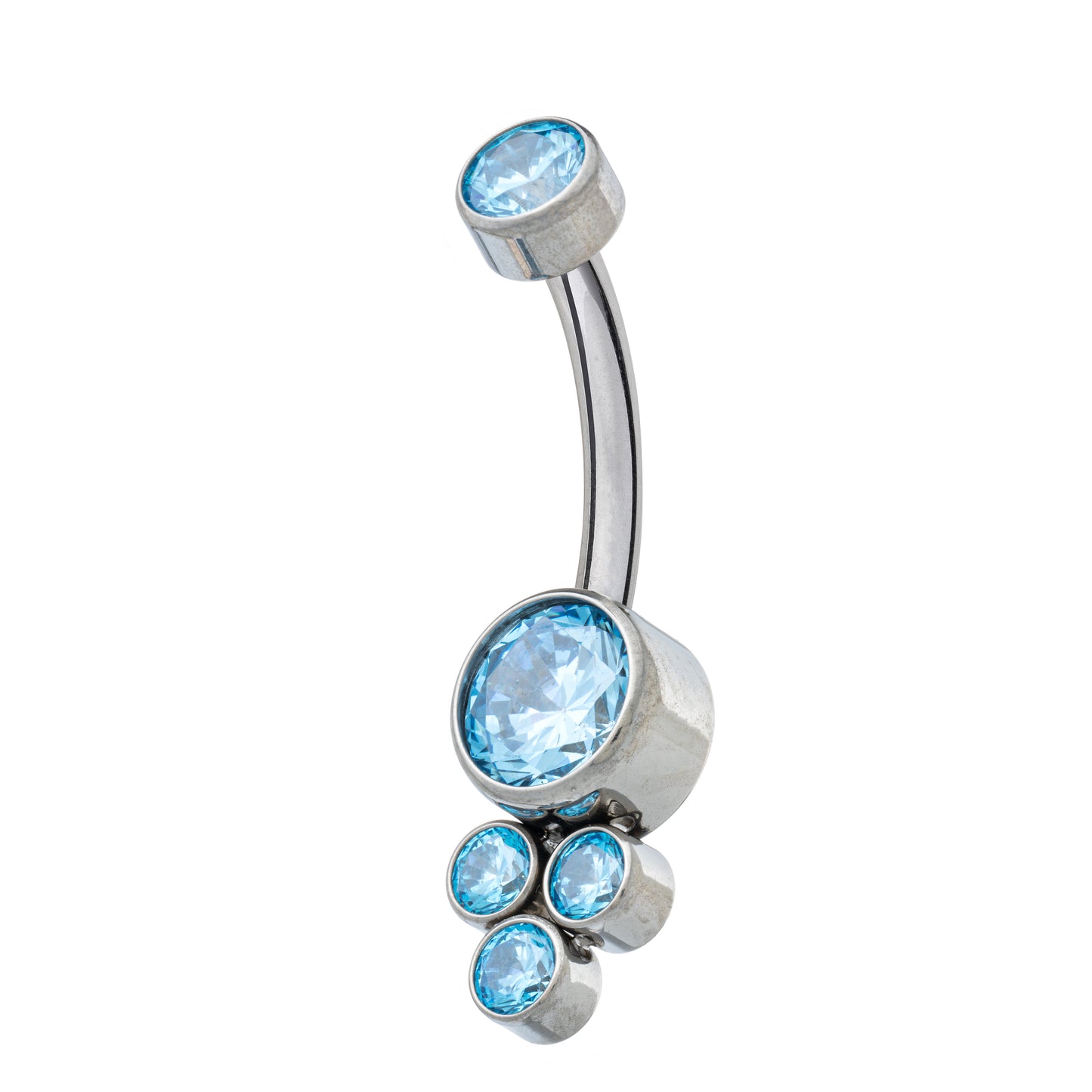 Titanium Internally Threaded Navel Banana With 4 CZ Cluster Bottom