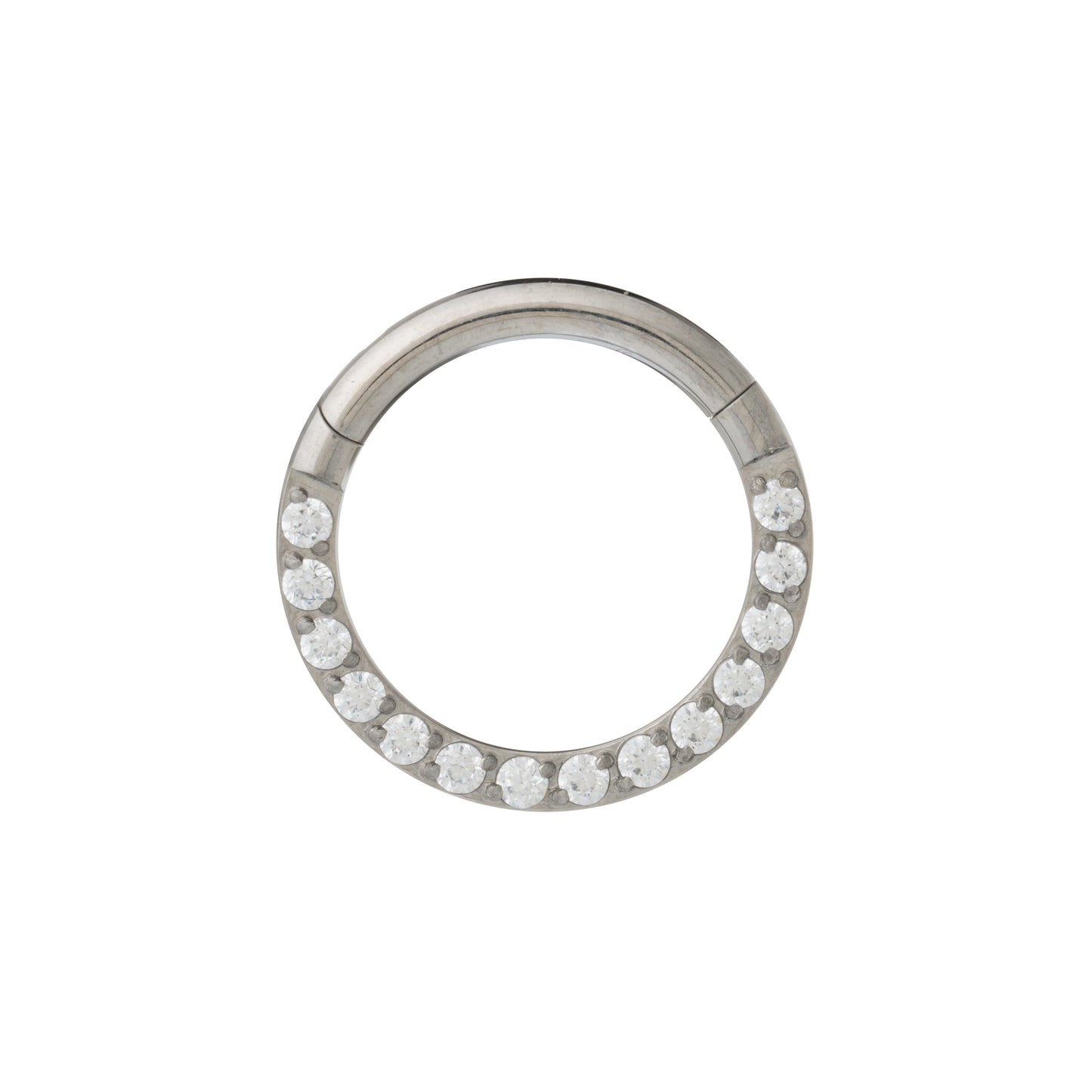 Titanium Hinged Segment Ring With Face Pave CZ Stones