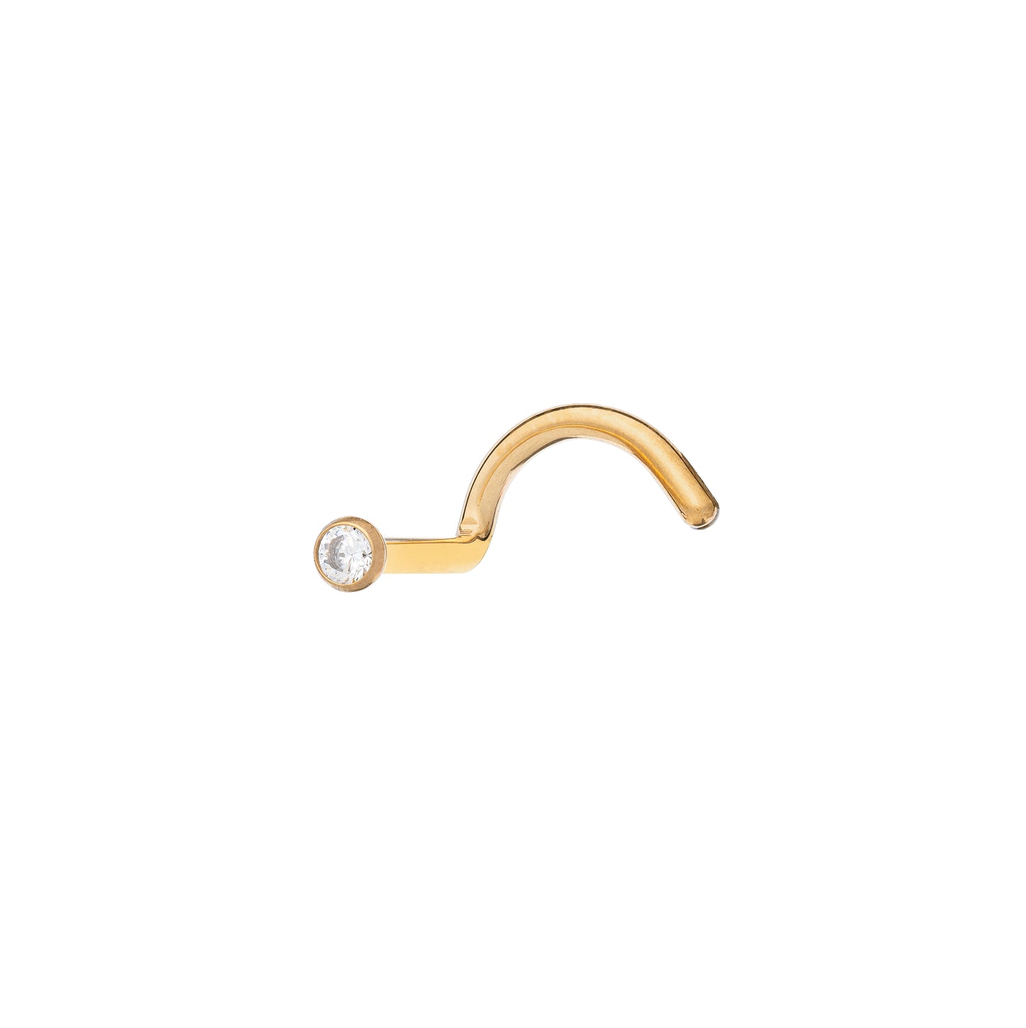 Titanium Gold Plated Nostril Screw With 2mm Jewel