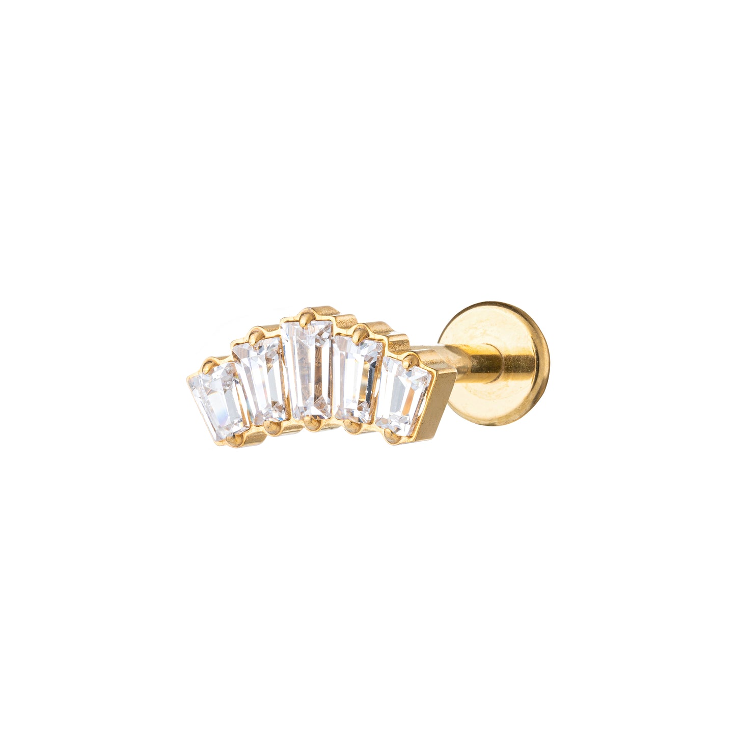 Titanium Gold Plated 5 Oblong Zirconia Labret