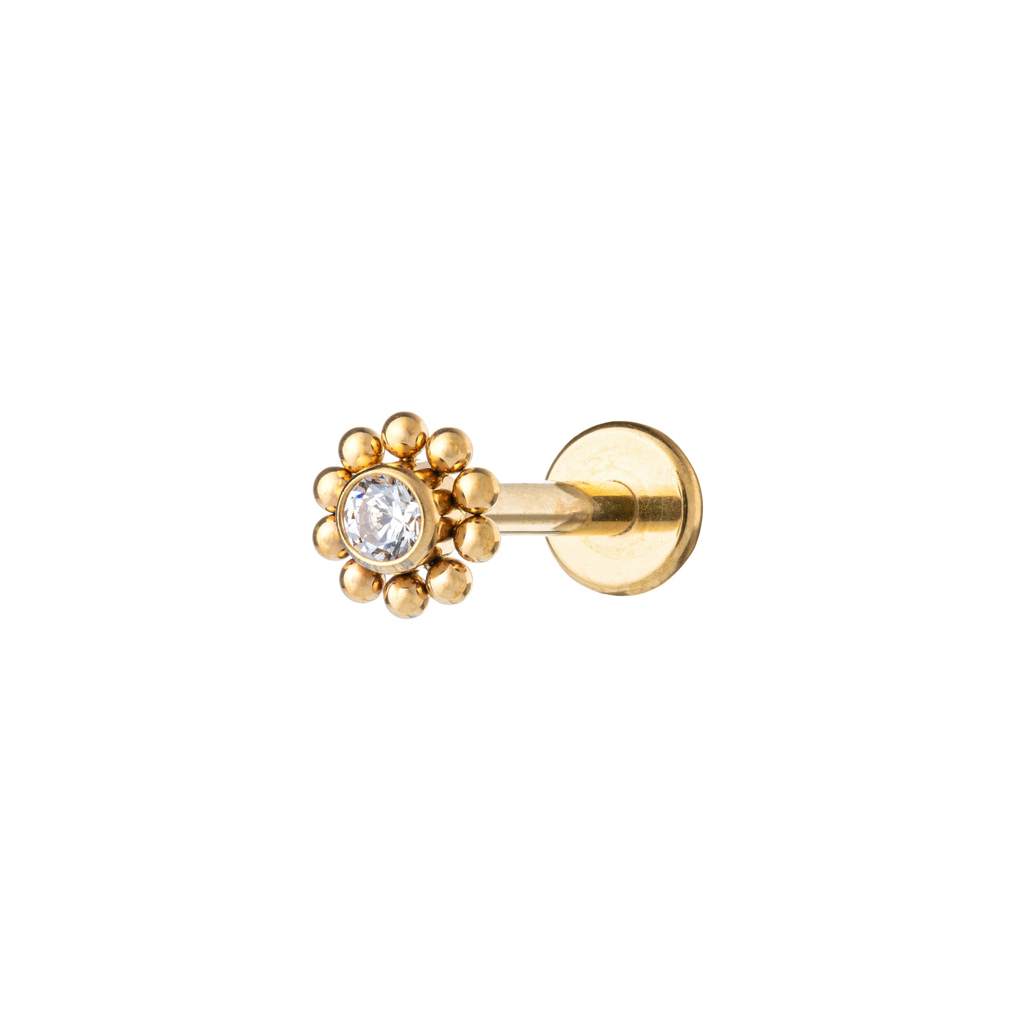 Titanium Gold Plated Daisy With Single Zirconia Labret