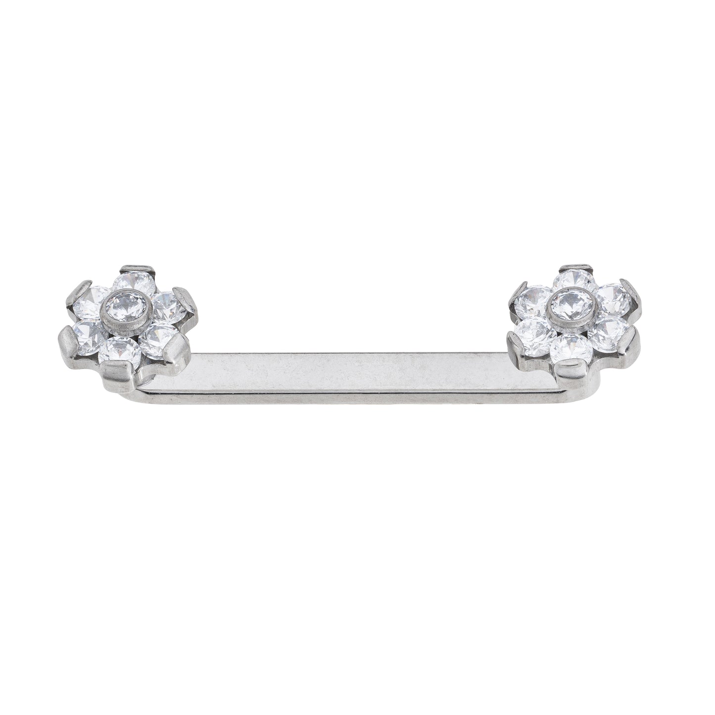Titanium Flat Surface Bar With Cubic Zirconia Flower Tops