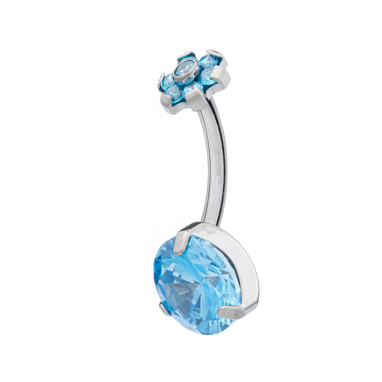 Titanium Navel Banana With Zirconia Daisy Top