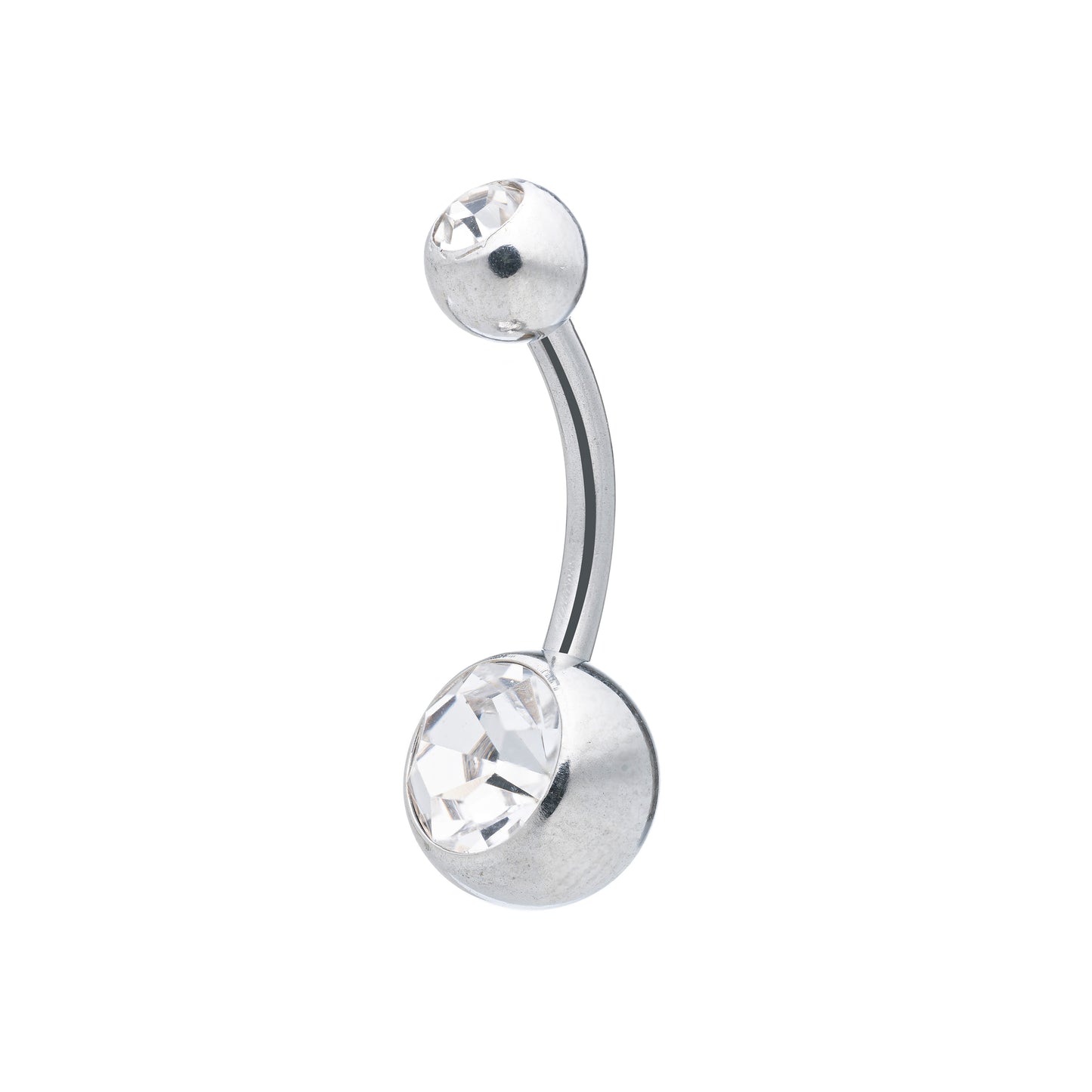 Titanium Internally Threaded Navel Banana With 2 Jewels 14G (1.6mm)