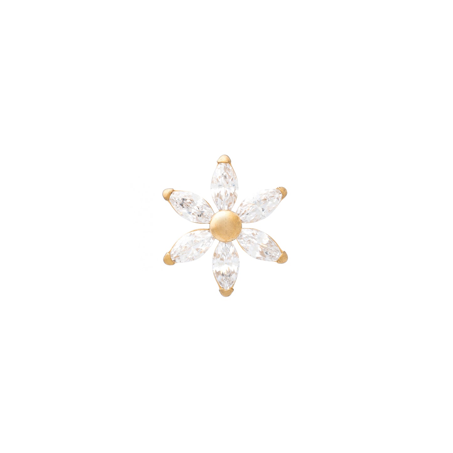 Titanium Gold Plated Marquise Zirconia Flower Top