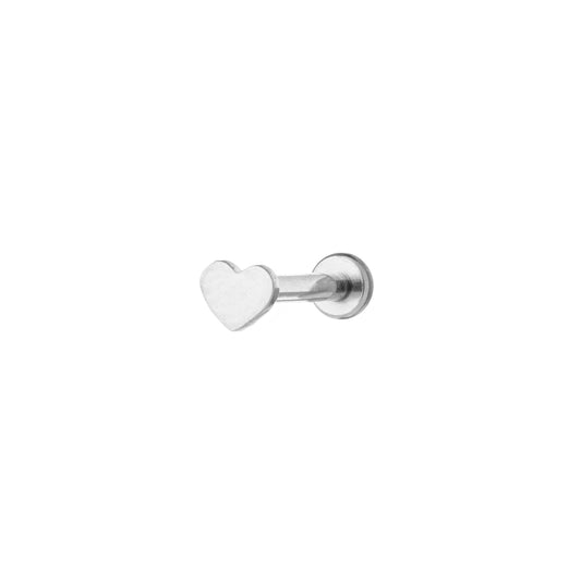 Titanium Internally Threaded Labret With Heart Top