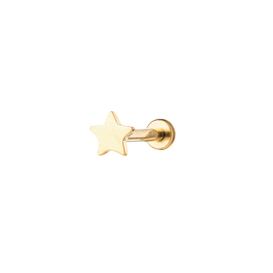 Titanium Gold PVD Plated Int. Threaded Labret With Star Top