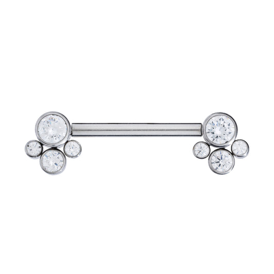 Titanium Internally Threaded Nipple Barbell With 4 CZ Stones