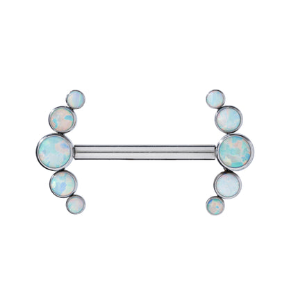 Titanium Internally Threaded Nipple Barbell With 5 Opal Stones