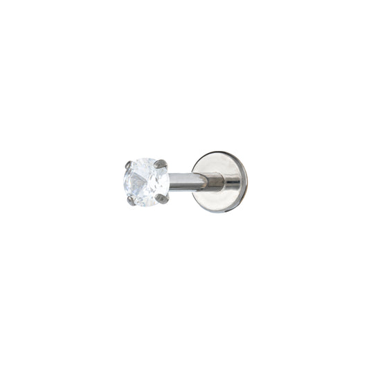 Titanium Labret With Round Pronged CZ Stone