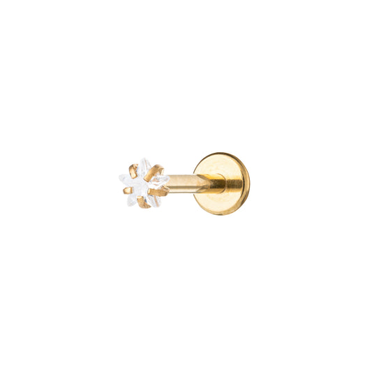 Titanium Gold PVD Plated Labret With Prong-set Star Zirconia Stone