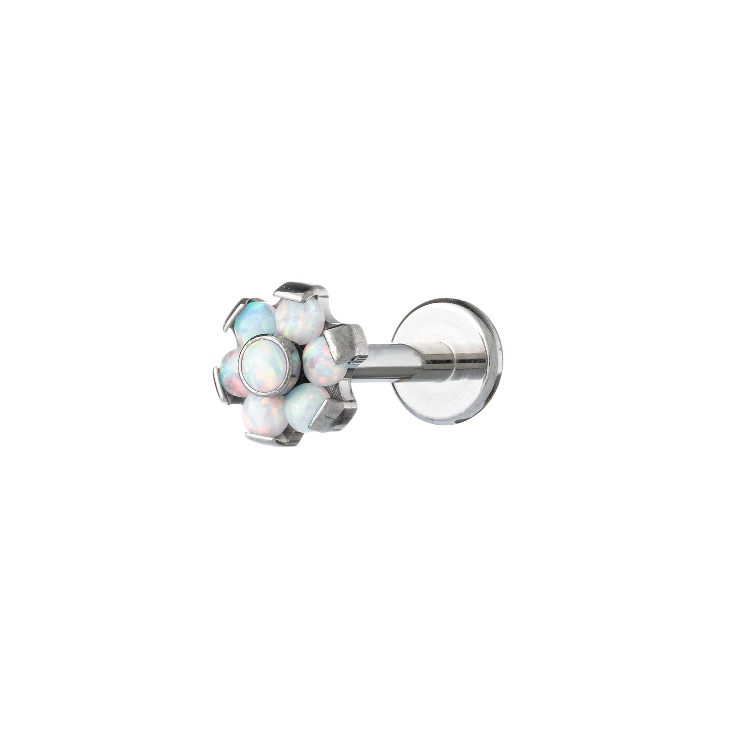 Titanium Int. Threaded Labret Flower With Opal Stone Petals