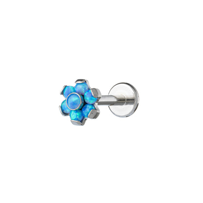 Titanium Int. Threaded Labret Flower With Opal Stone Petals