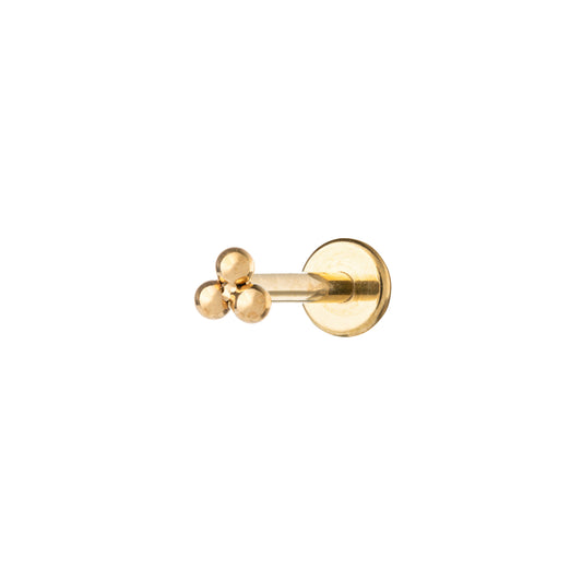 Titanium PVD Gold Plated Labret With 3 Balls