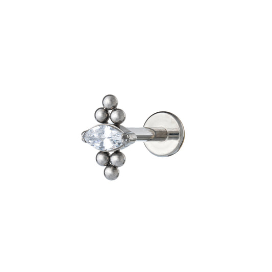 Titanium Single Marquise & Beads Labret