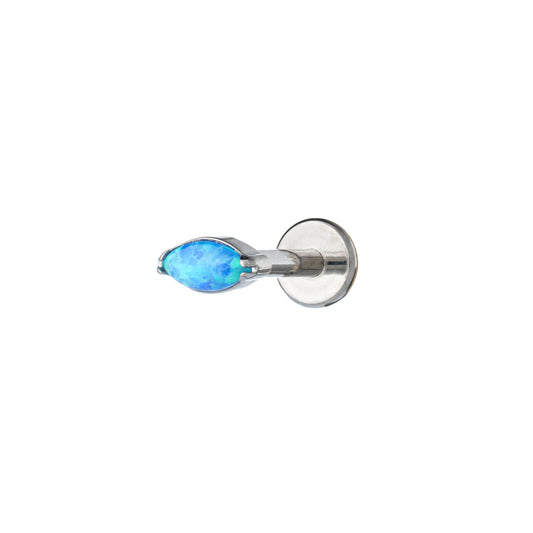 Titanium Internally Threaded Labret With Single Marquise Opal Stone Top