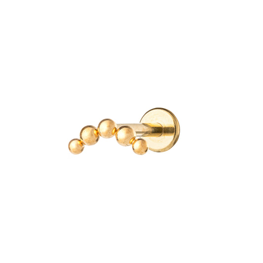 Titanium PVD Gold Plated Labret With 5 Beads