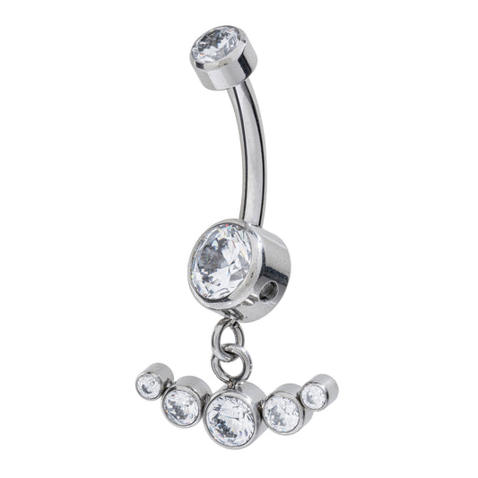 Titanium Internally Threaded Navel Banana With Hanging Set of 5 CZ