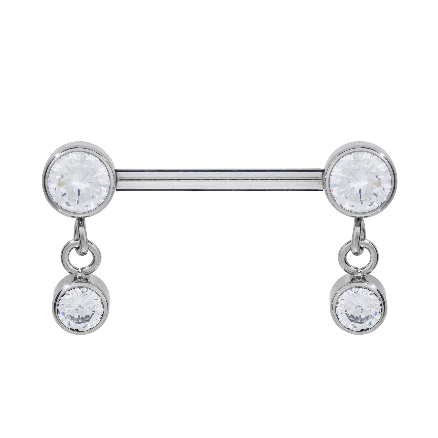 Titanium Internally Threaded Nipple Barbell With Hanging CZ Stones