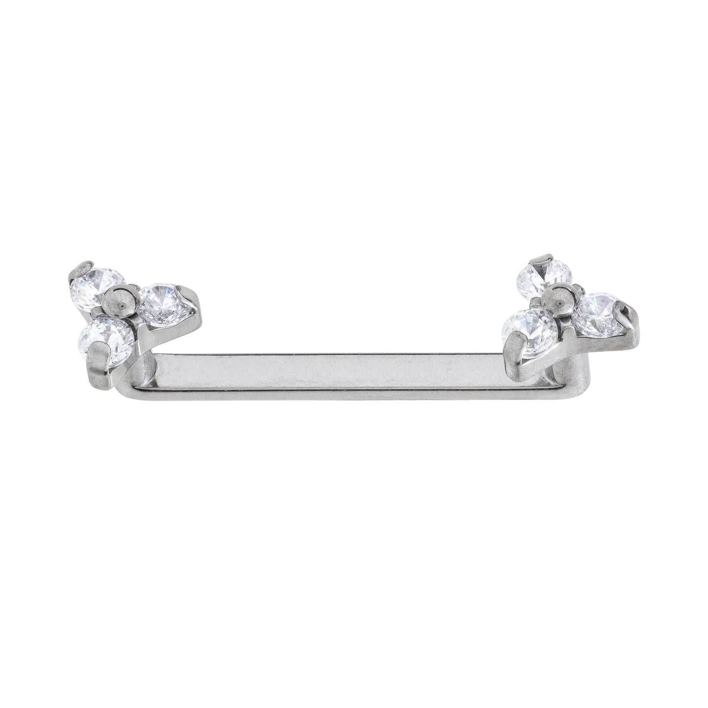 Titanium Flat Surface Bar With Cubic Zirconia Trinity Tops