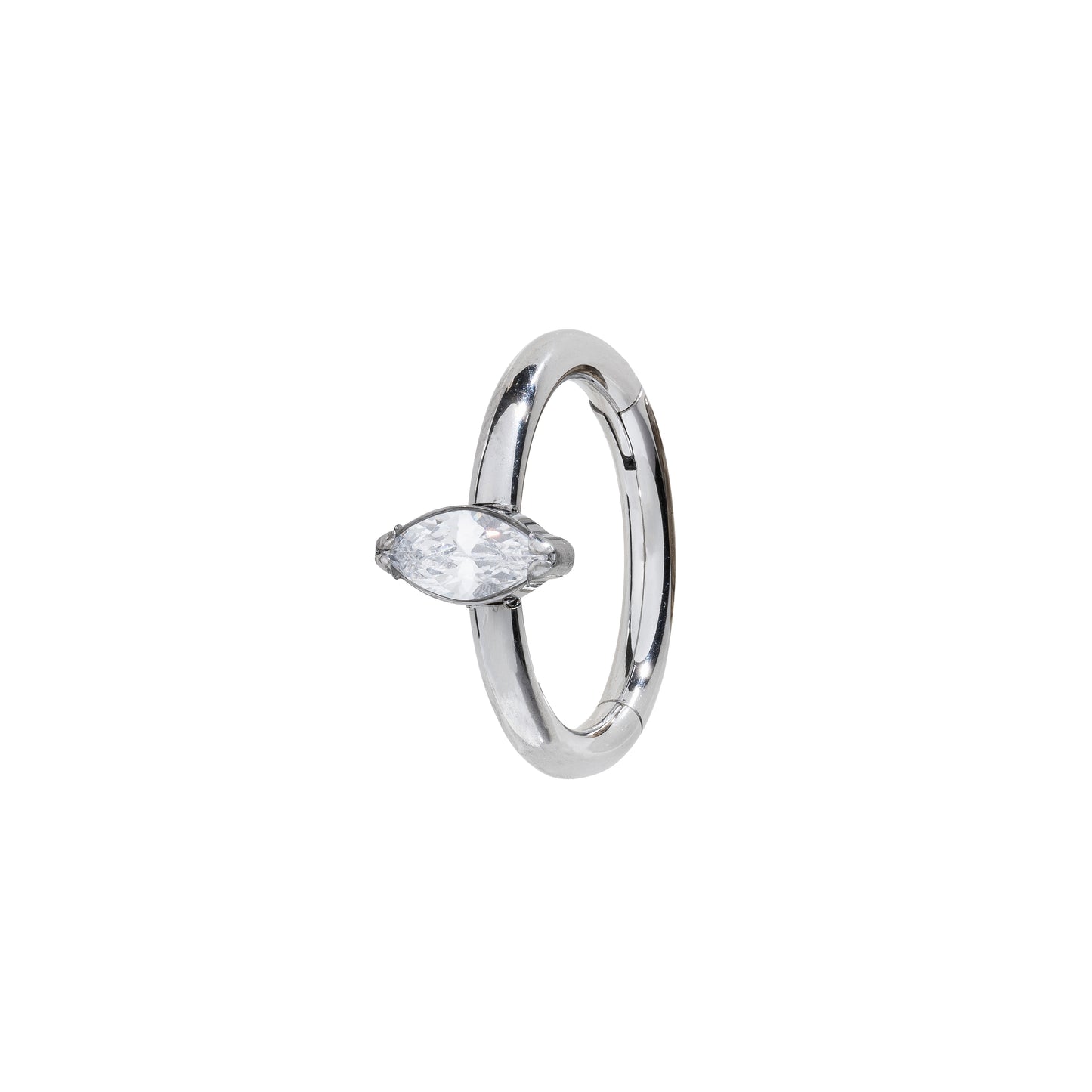 Titanium Hinged Segment Ring With Single Marquise CZ