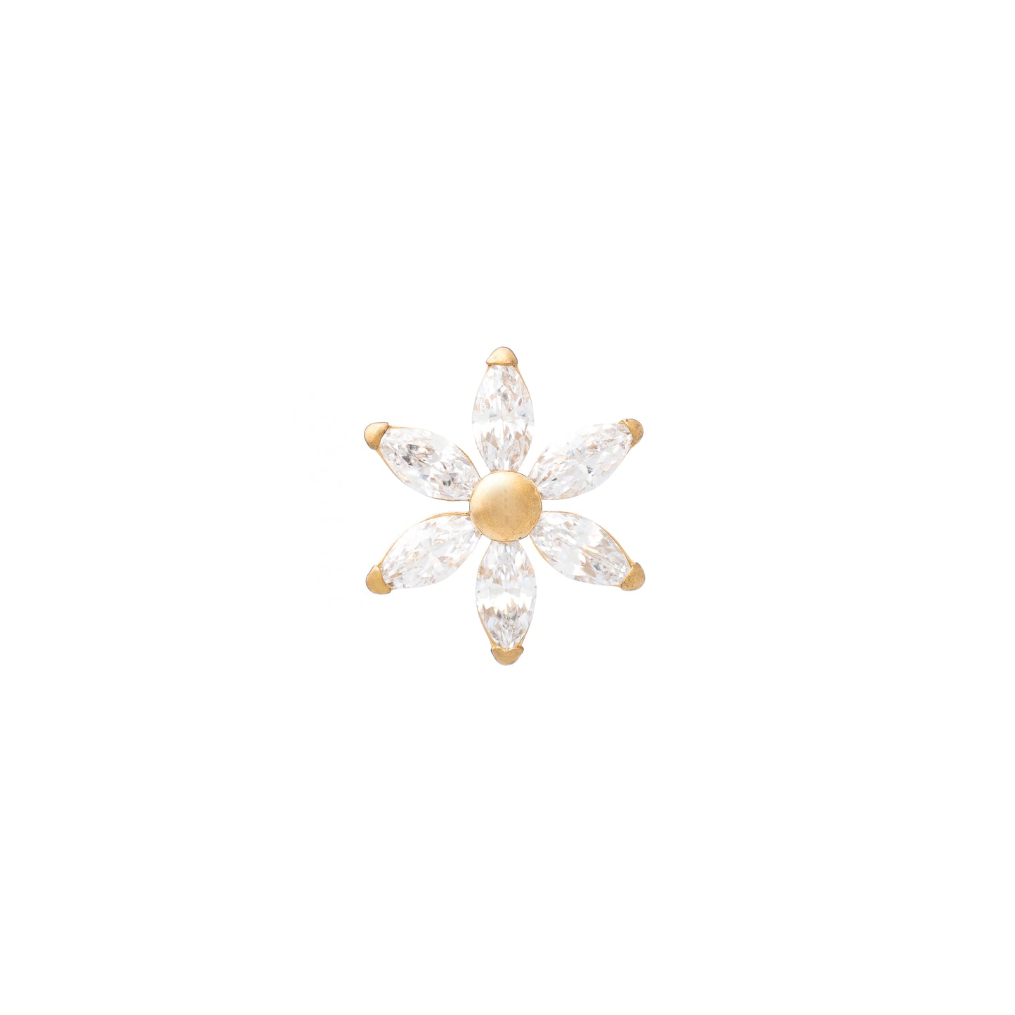 Titanium Gold PVD Plated Flower With Marquise CZ Stones