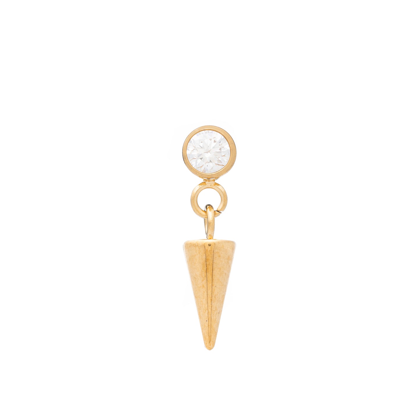 Titanium Gold PVD Plated Round CZ Top With Hanging Spike