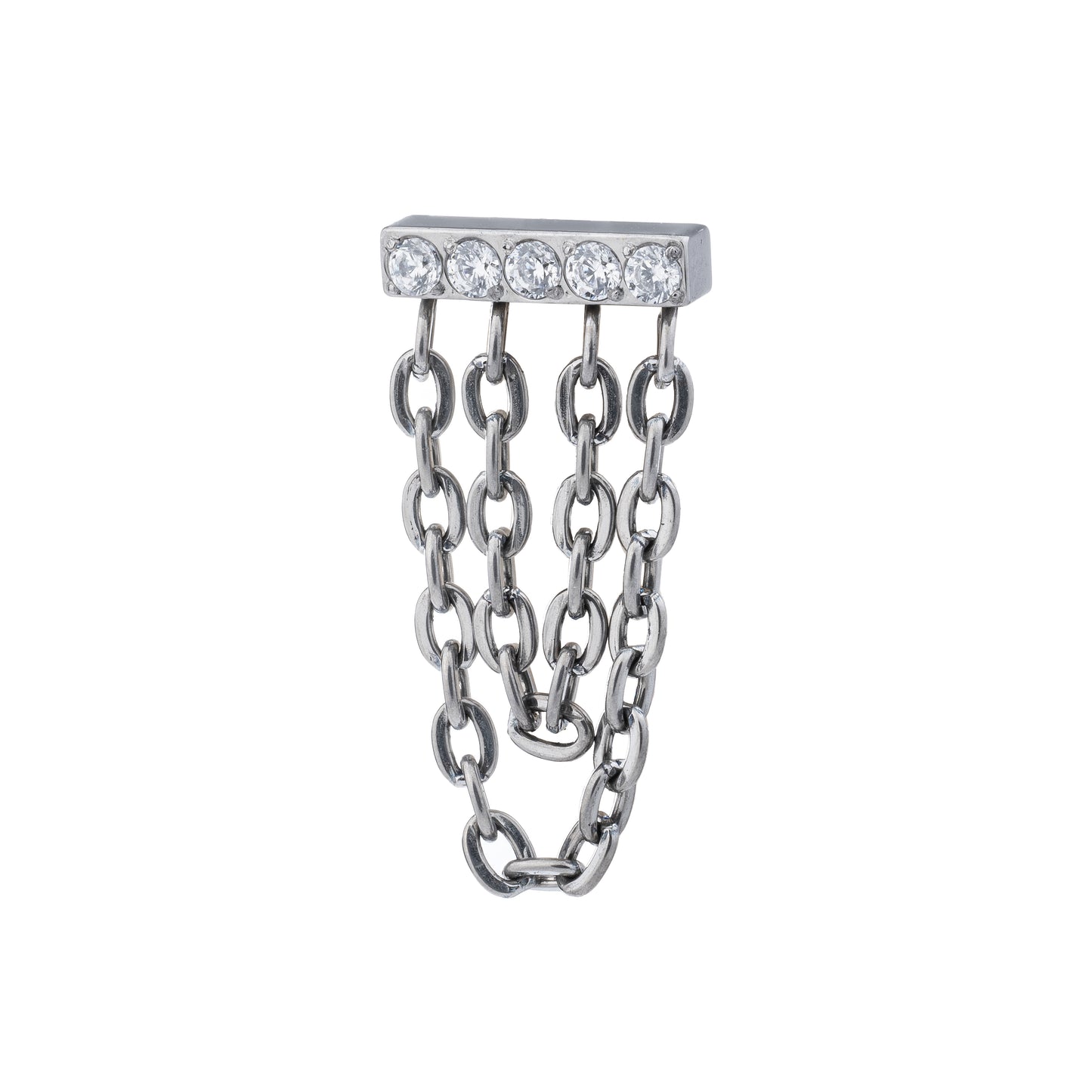 Titanium CZ Pavé Rectangle Top With 2 Chains