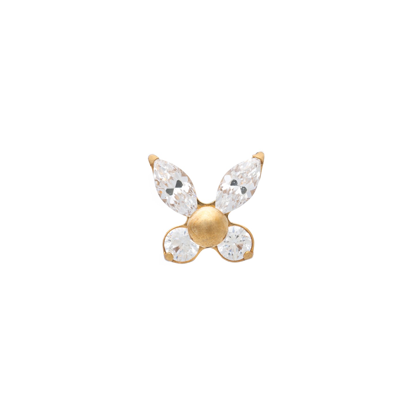 Titanium Gold PVD Plated Butterfly Top With Cubic Zirconia Stones