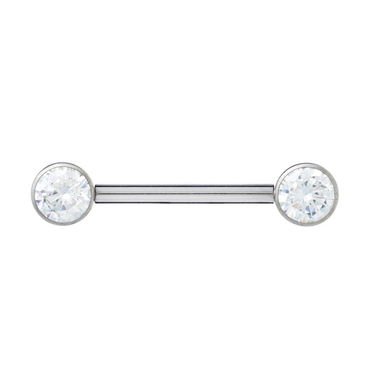 Titanium Internally Threaded Nipple Barbell With 5mm Cubic Zirconia