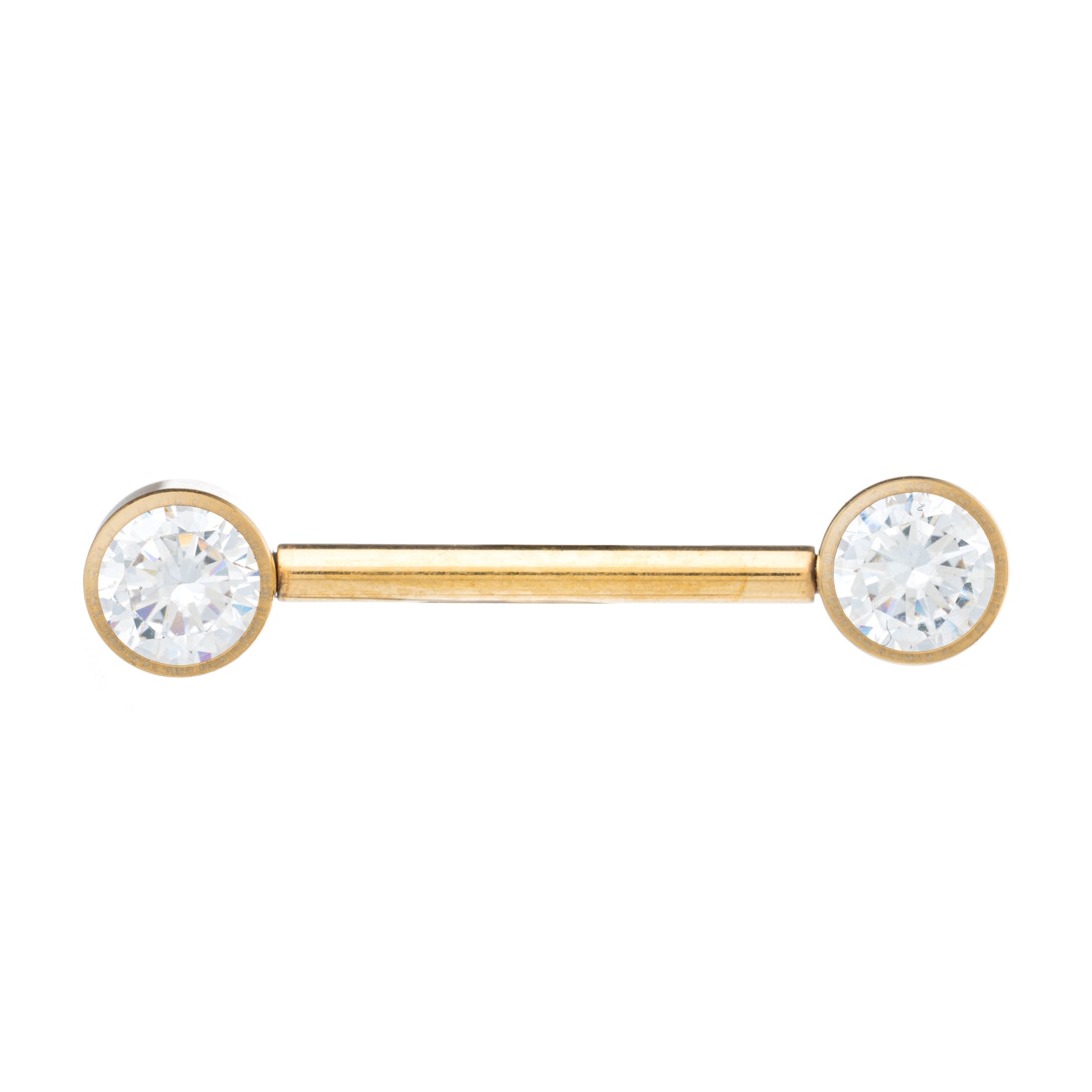 Titanium Internally Threaded PVD Plated Nipple Barbell With 5mm Cubic Zirconia