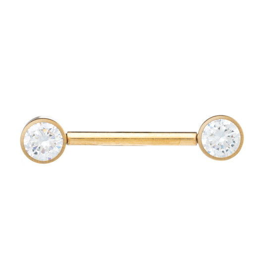 Titanium Internally Threaded PVD Plated Nipple Barbell With 5mm Cubic Zirconia