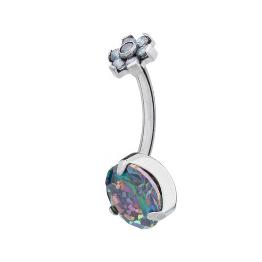 Titanium Navel Banana With Zirconia Daisy Top