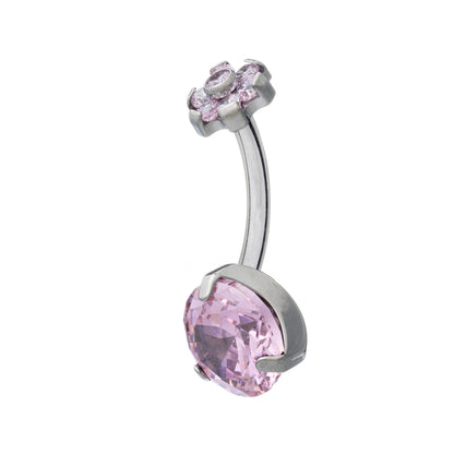 Titanium Navel Banana With Zirconia Daisy Top