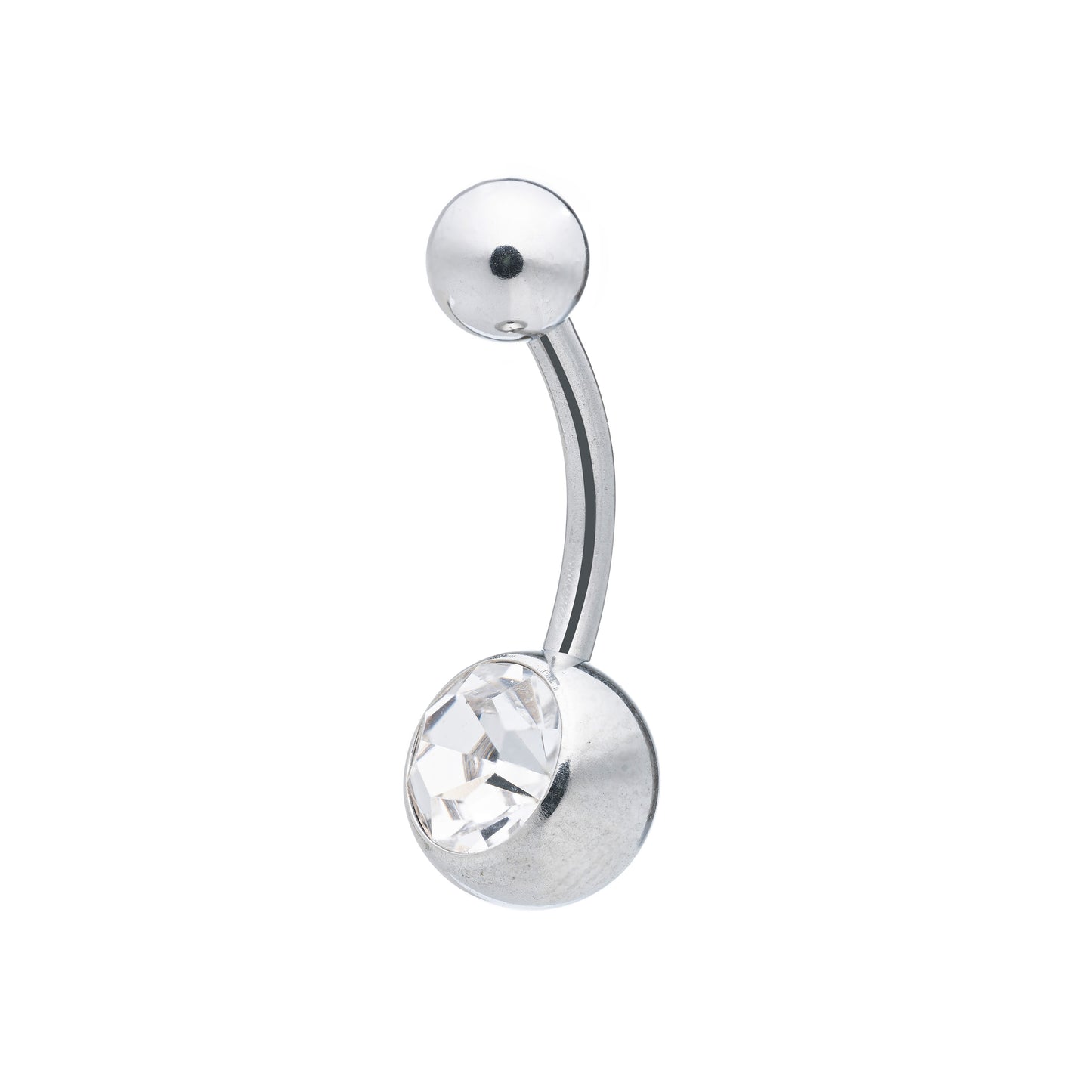 Titanium Externally Threaded  Navel Banana With Jewel 14G (1.6mm)