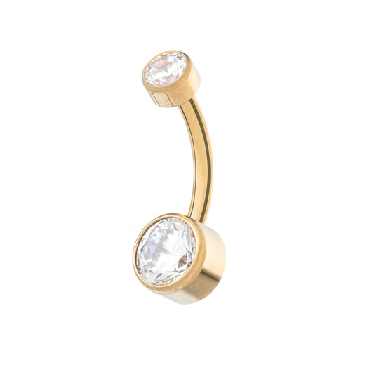 Titanium Gold Plated Navel Banana With Flat Back Jewels