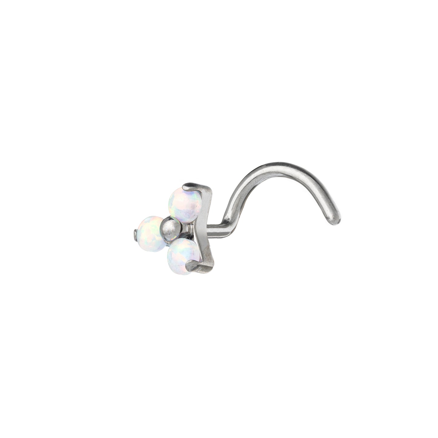 Titanium Nostril Screw With Prong Set Opal Trinity Top